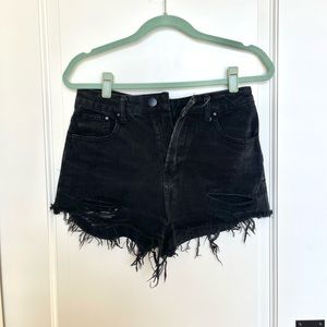 Tobi black high-waisted denim shorts, size 26, good quality and condition!